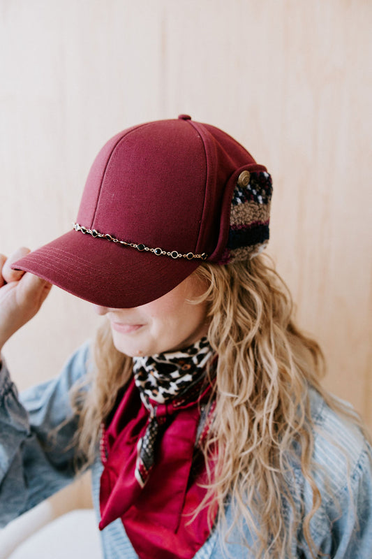 Dusty Rose Earflap Trapper Hat