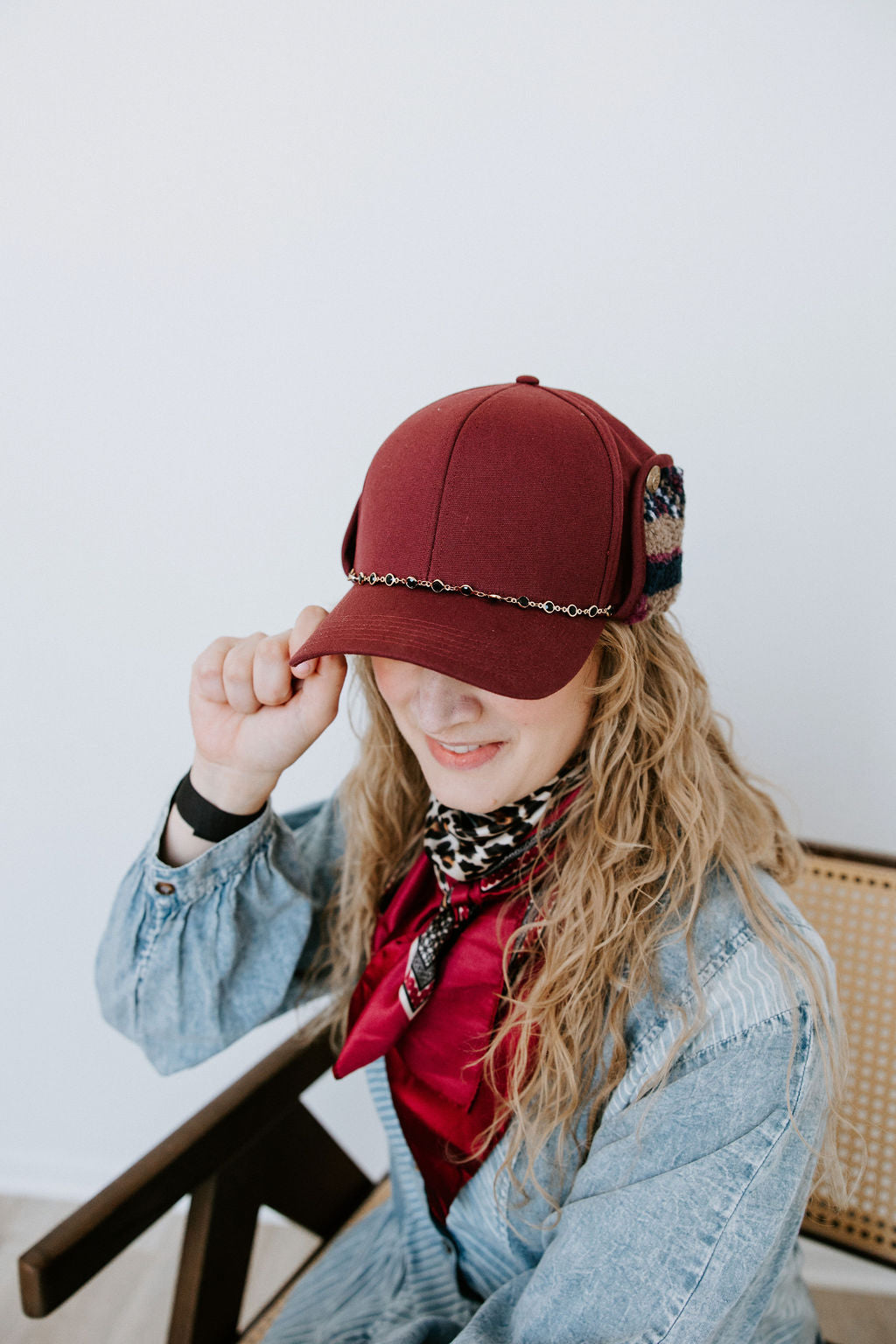 Dusty Rose Earflap Trapper Hat