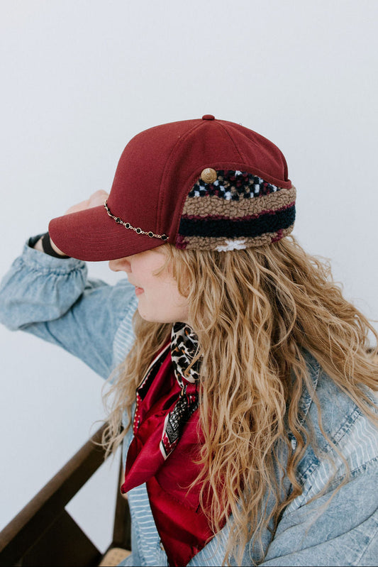 Dusty Rose Earflap Trapper Hat