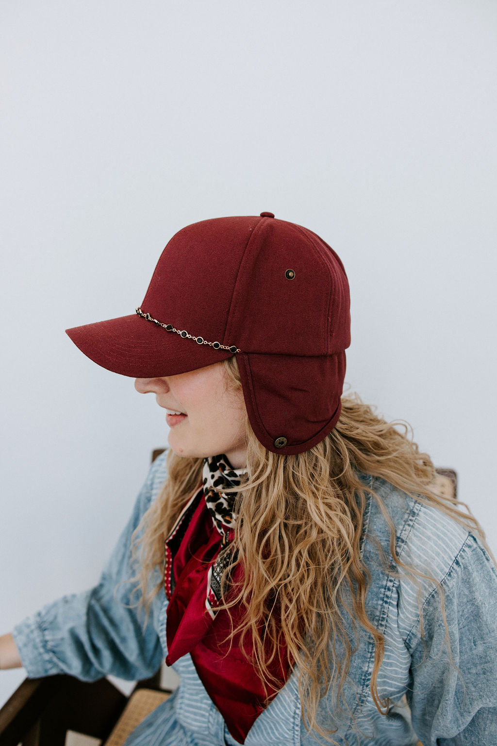 Dusty Rose Earflap Trapper Hat